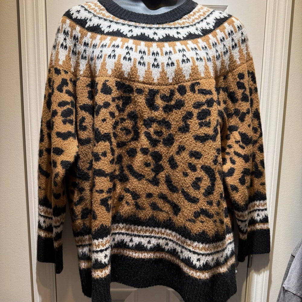 torrid Tan, Black & White Leopard Fair Isle Sweater